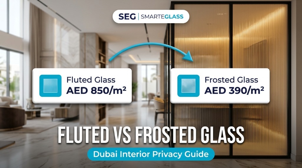 Fluted Glass vs Frosted Glass Interior Privacy Comparison in Dubai Luxury Villa
